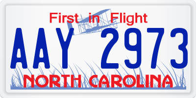 NC license plate AAY2973