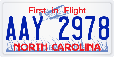 NC license plate AAY2978