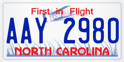 NC license plate AAY2980