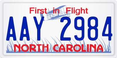 NC license plate AAY2984