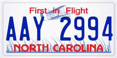 NC license plate AAY2994