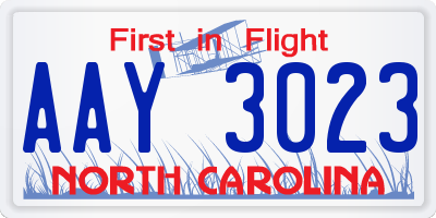 NC license plate AAY3023