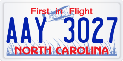 NC license plate AAY3027