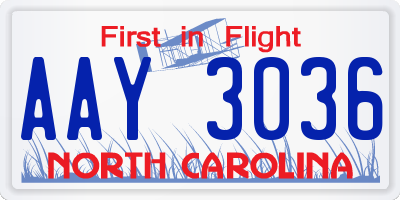 NC license plate AAY3036