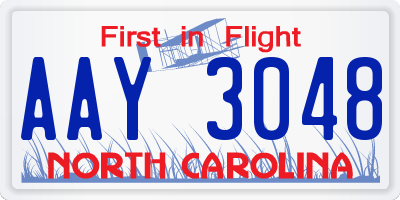 NC license plate AAY3048