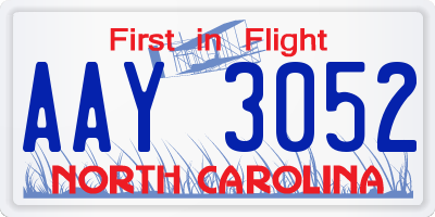 NC license plate AAY3052