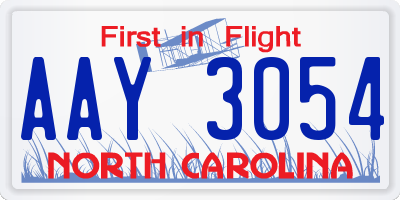 NC license plate AAY3054