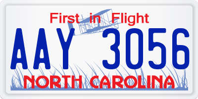 NC license plate AAY3056
