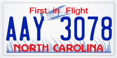 NC license plate AAY3078