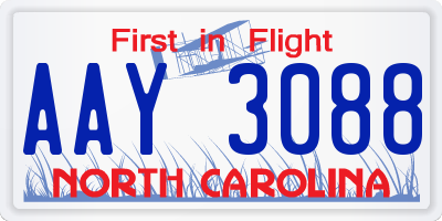 NC license plate AAY3088