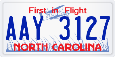 NC license plate AAY3127