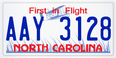 NC license plate AAY3128