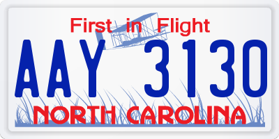 NC license plate AAY3130