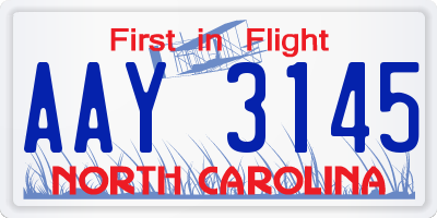 NC license plate AAY3145