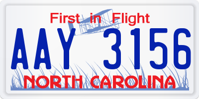 NC license plate AAY3156