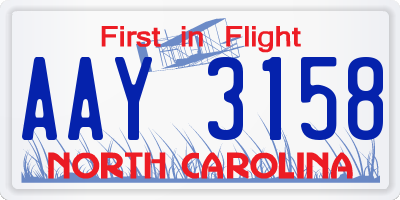 NC license plate AAY3158