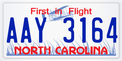 NC license plate AAY3164