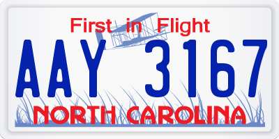 NC license plate AAY3167
