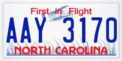 NC license plate AAY3170