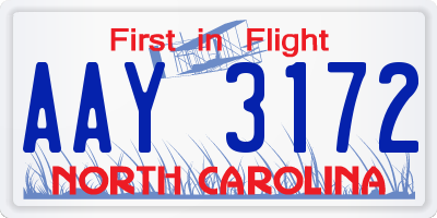 NC license plate AAY3172