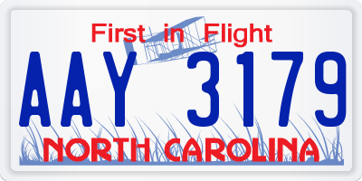 NC license plate AAY3179