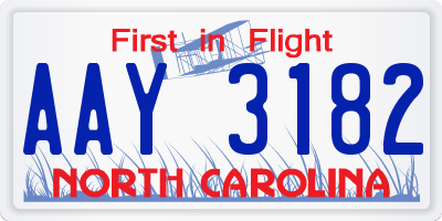 NC license plate AAY3182