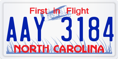 NC license plate AAY3184
