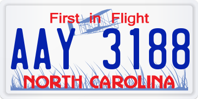 NC license plate AAY3188