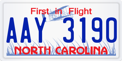NC license plate AAY3190