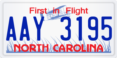 NC license plate AAY3195