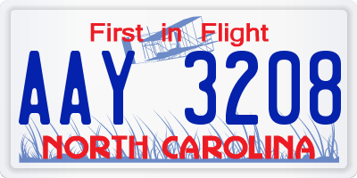 NC license plate AAY3208