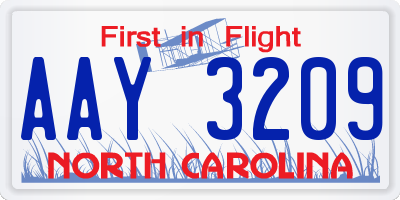 NC license plate AAY3209