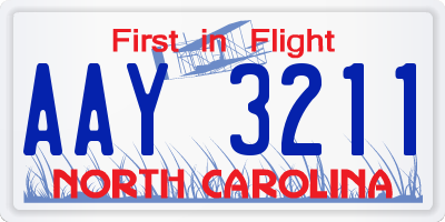 NC license plate AAY3211
