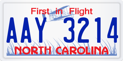 NC license plate AAY3214