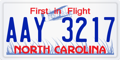 NC license plate AAY3217