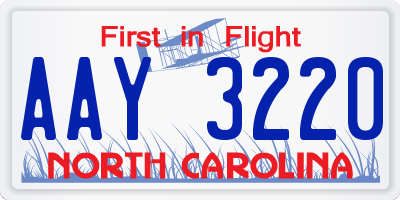 NC license plate AAY3220