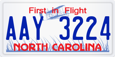 NC license plate AAY3224