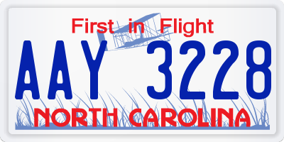 NC license plate AAY3228