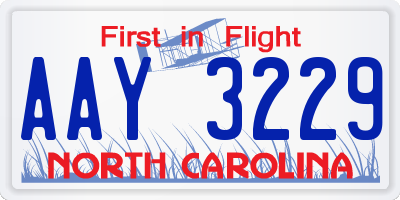 NC license plate AAY3229