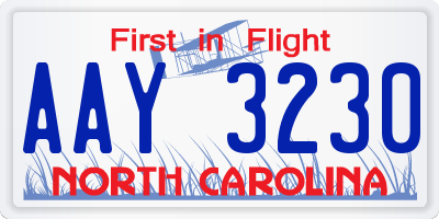 NC license plate AAY3230