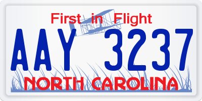 NC license plate AAY3237