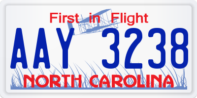 NC license plate AAY3238