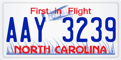 NC license plate AAY3239
