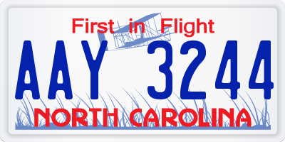 NC license plate AAY3244