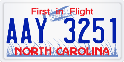 NC license plate AAY3251