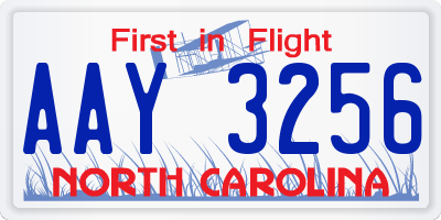 NC license plate AAY3256