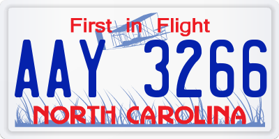 NC license plate AAY3266
