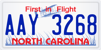 NC license plate AAY3268