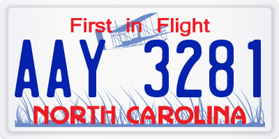 NC license plate AAY3281