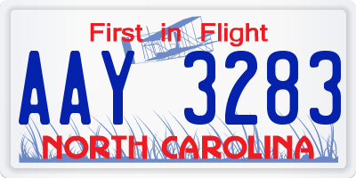 NC license plate AAY3283